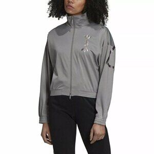 Adidas Womens Logo Track Jacket Full Zip Gray & Purple NEW‎ S